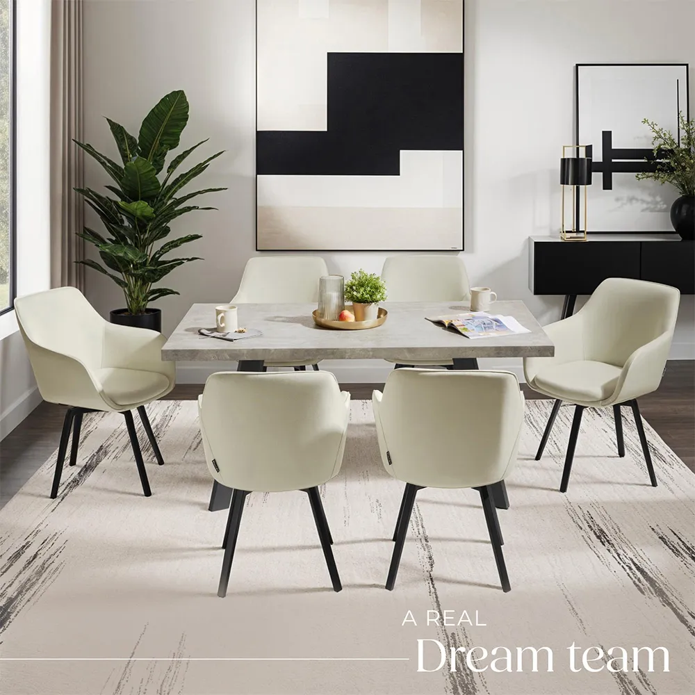 Alicon Set of 4 Swivel Dining Chairs - Greige, Velvet