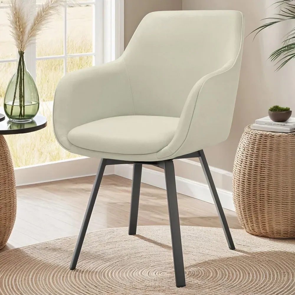 Alicon Set of 4 Swivel Dining Chairs - Greige, Velvet image