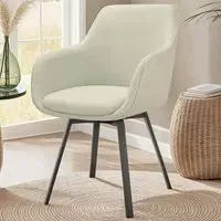 Alicon Set of 6 Swivel Dining Chairs - Greige, Woven Fabric