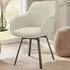 Alicon Set of 6 Swivel Dining Chairs - Greige, Woven Fabric