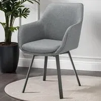 Alicon Set of 6 Swivel Dining Chairs - Grey, Fabric