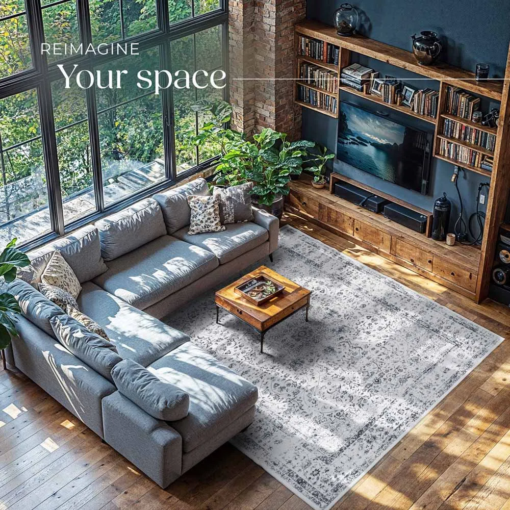 Aliya Washable Rug - Grey