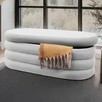 Altu Padded Bench with Storage - Grey, Velvet Boucle