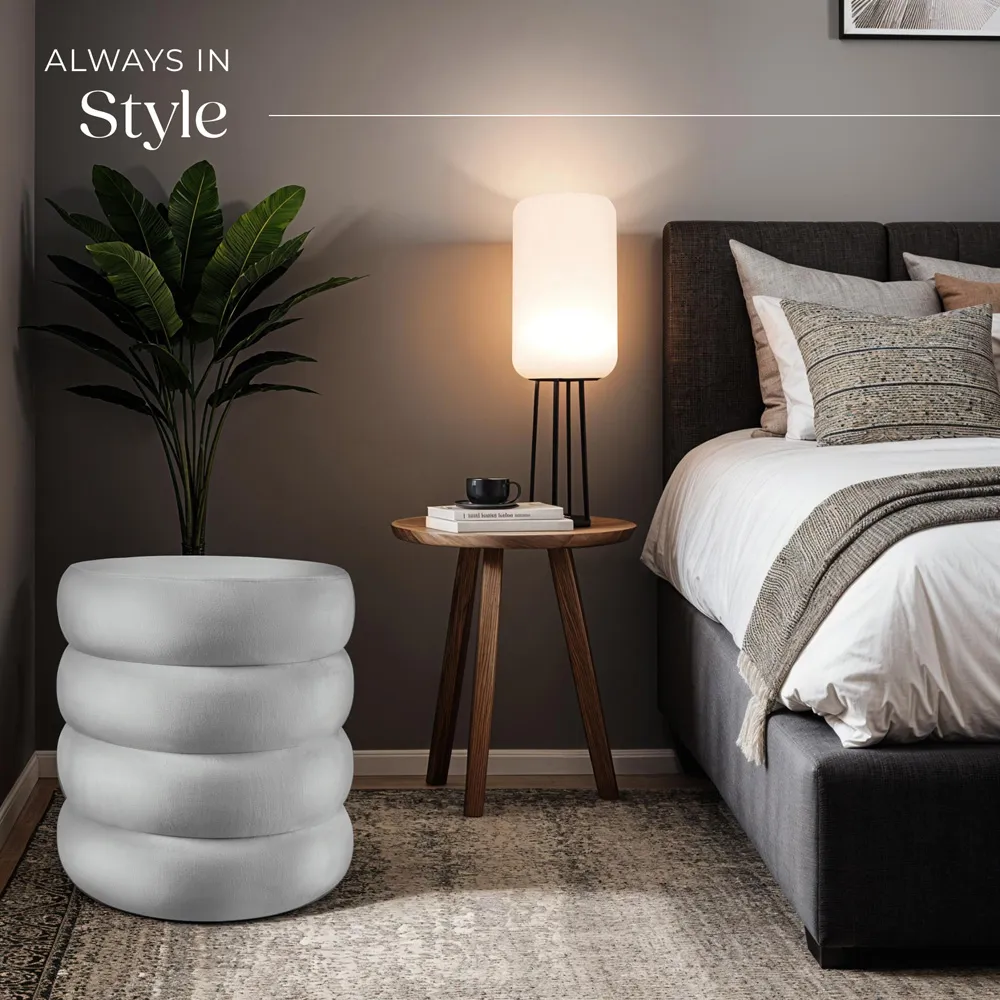 Altu Storage Stool with Cushioned Lid - Grey, Velvet