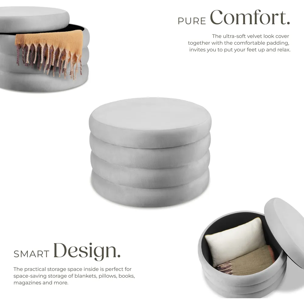 Altu XL Storage Footstool with Removable Lid - Grey