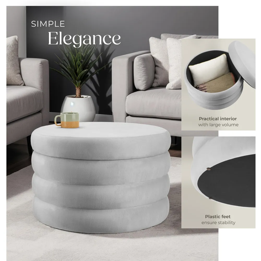 Altu XL Storage Footstool with Removable Lid - Grey