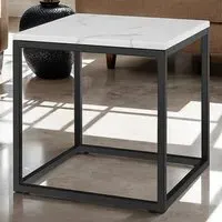 Alysia Square Side Table - Black, Marble
