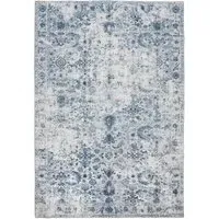 Amara Vintage Non Slip Rug - Blue, Synthetic Wool