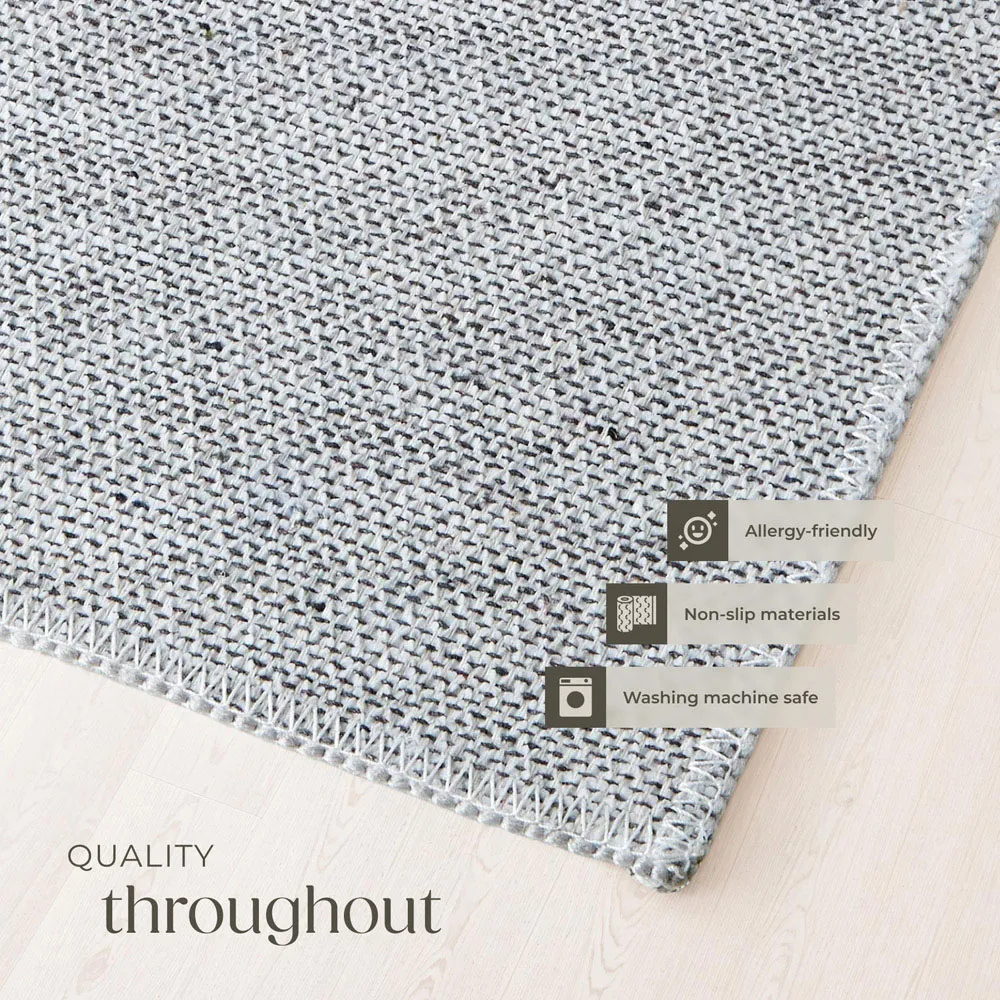 Amara Vintage Non Slip Rug - Blue, Synthetic Wool