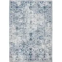 Amara Vintage Non Slip Rug - Blue, Synthetic Wool