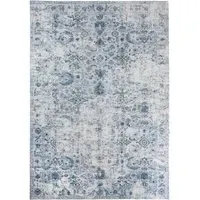 Amara Vintage Non Slip Rug - Blue, Synthetic Wool