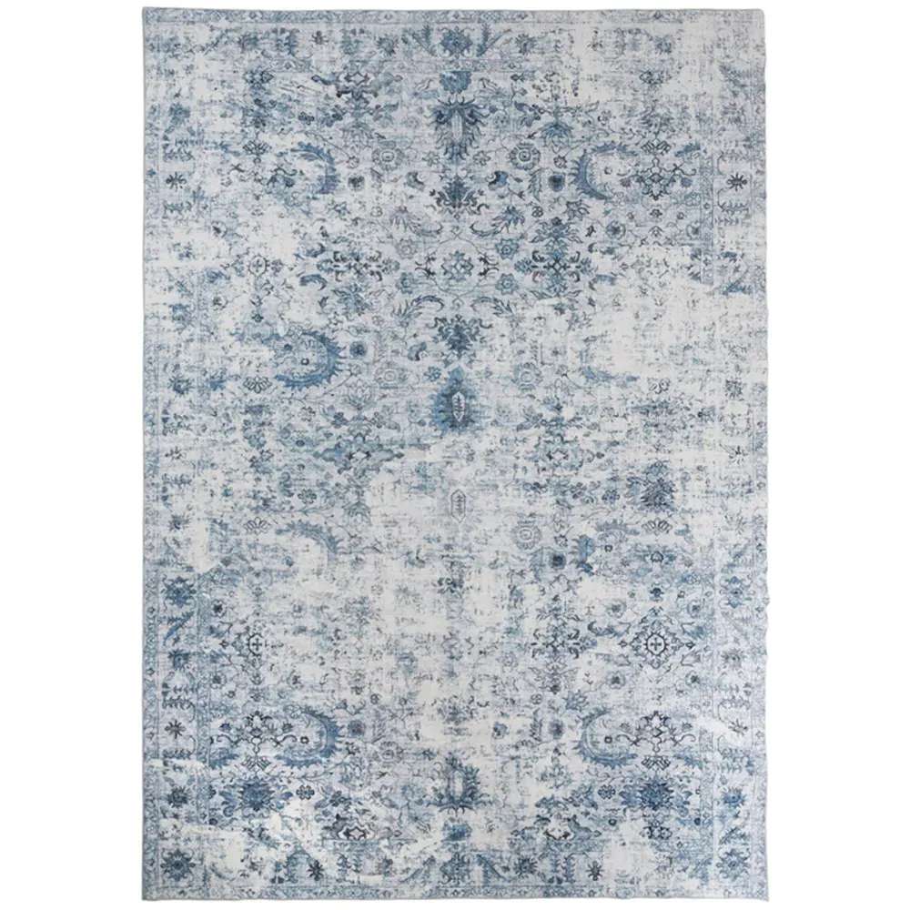 Amara Vintage Non Slip Rug - Blue, Synthetic Wool