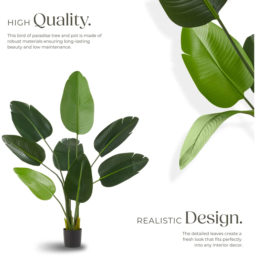 Artificial Bird of Paradise Tree in Pot 120cm - Green, PEVA