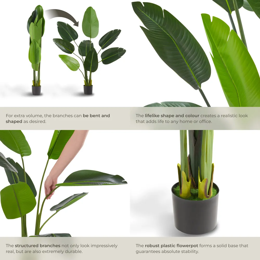 Artificial Bird of Paradise Tree in Pot 120cm - Green, PEVA