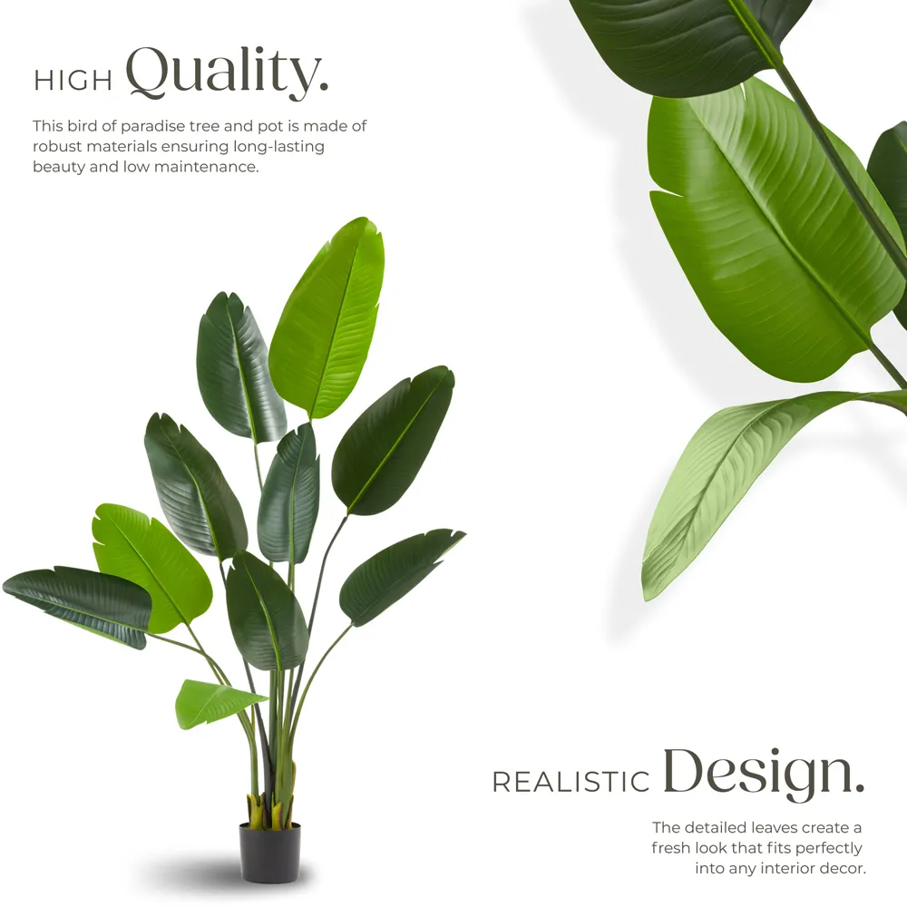 Artificial Bird of Paradise Tree in Pot 160cm - Green, PEVA