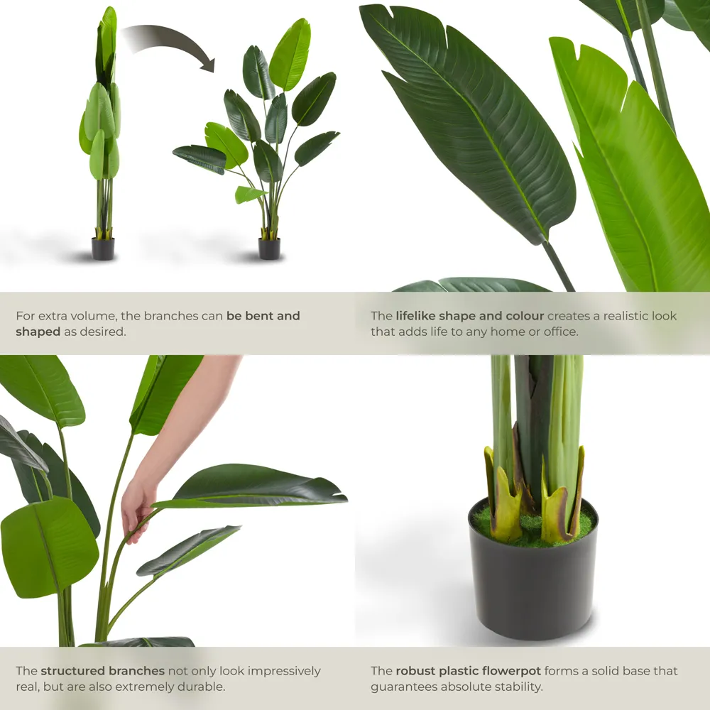 Artificial Bird of Paradise Tree in Pot 160cm - Green, PEVA