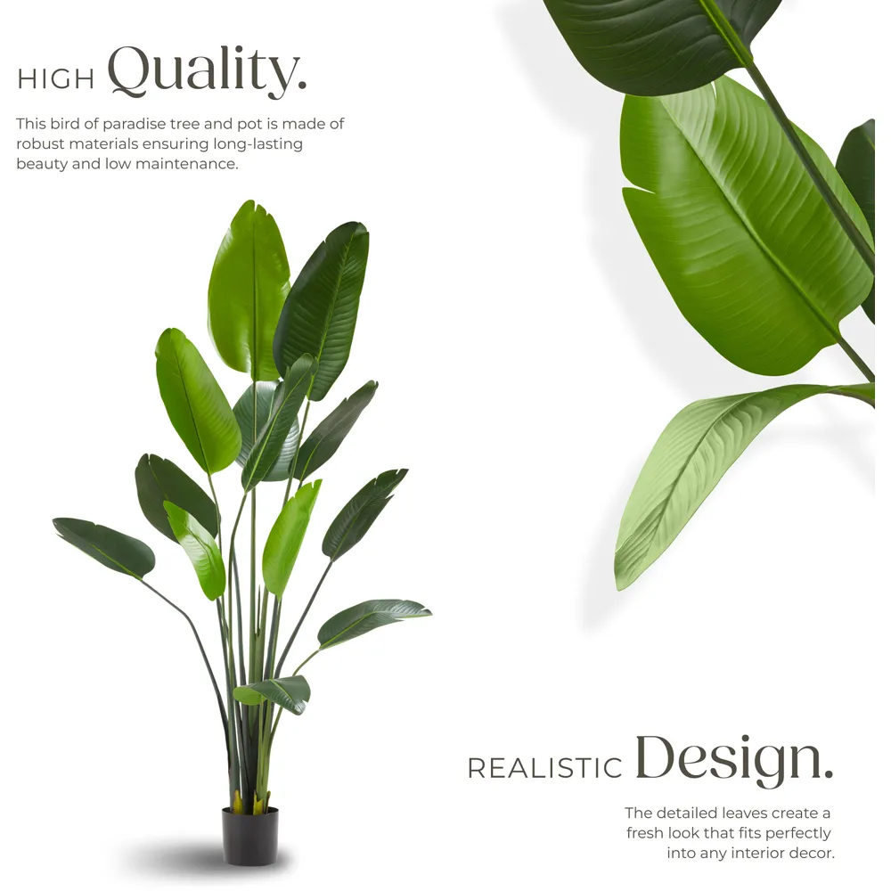 Artificial Bird of Paradise Tree in Pot 180cm - Green, PEVA
