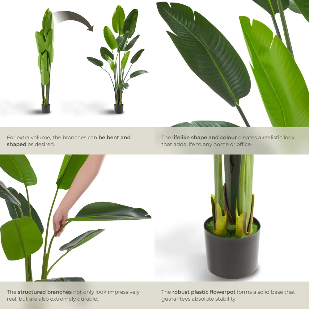 Artificial Bird of Paradise Tree in Pot 180cm - Green, PEVA