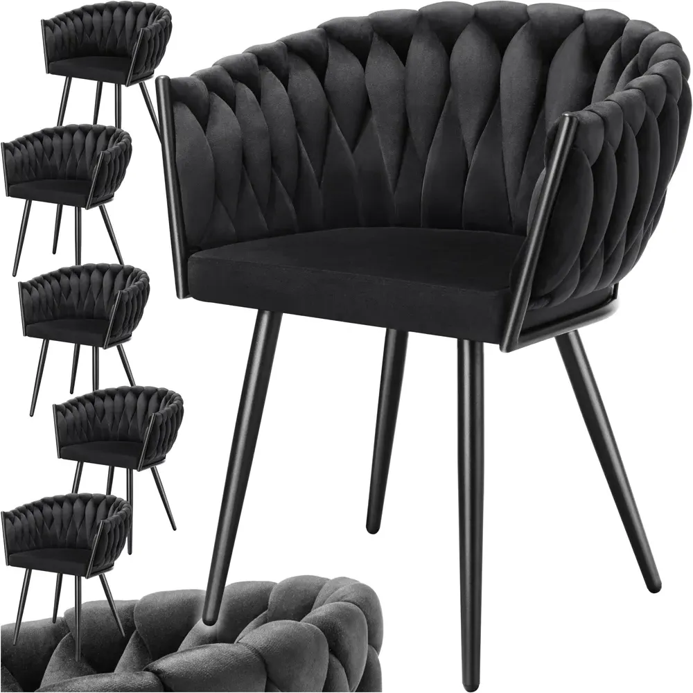 Astana Set of 6 Dining Chairs - Black, Velvet