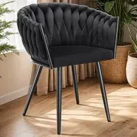 Astana Set of 6 Dining Chairs - Black, Velvet