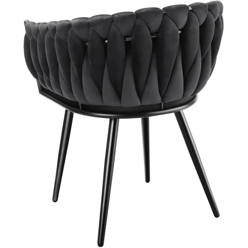 Astano Set of 2 Knot Design Dining Chairs - Black, Velvet