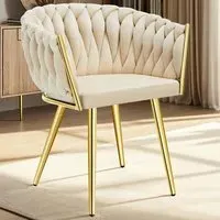 Astano Set of 2 Knot Design Dining Chairs - Sand, Velvet