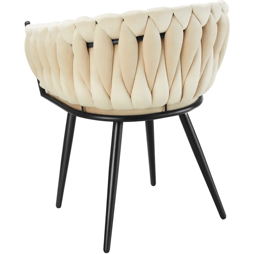 Astano Set of 2 Knot Design Dining Chairs - Yellow, Velvet