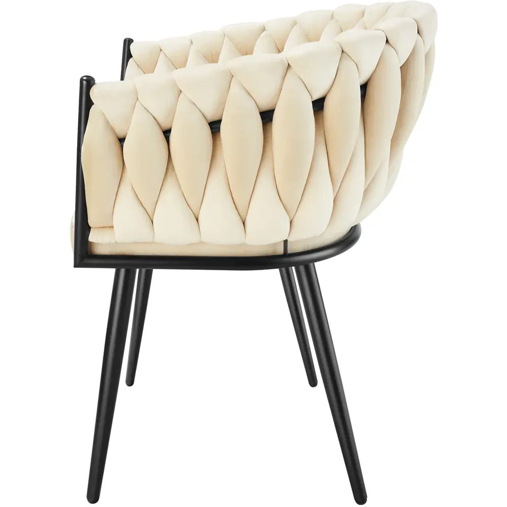 Astano Set of 2 Knot Design Dining Chairs - Yellow, Velvet