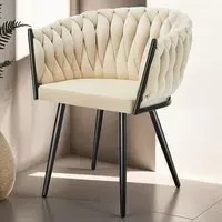 Astano Set of 2 Knot Design Dining Chairs - Yellow, Velvet