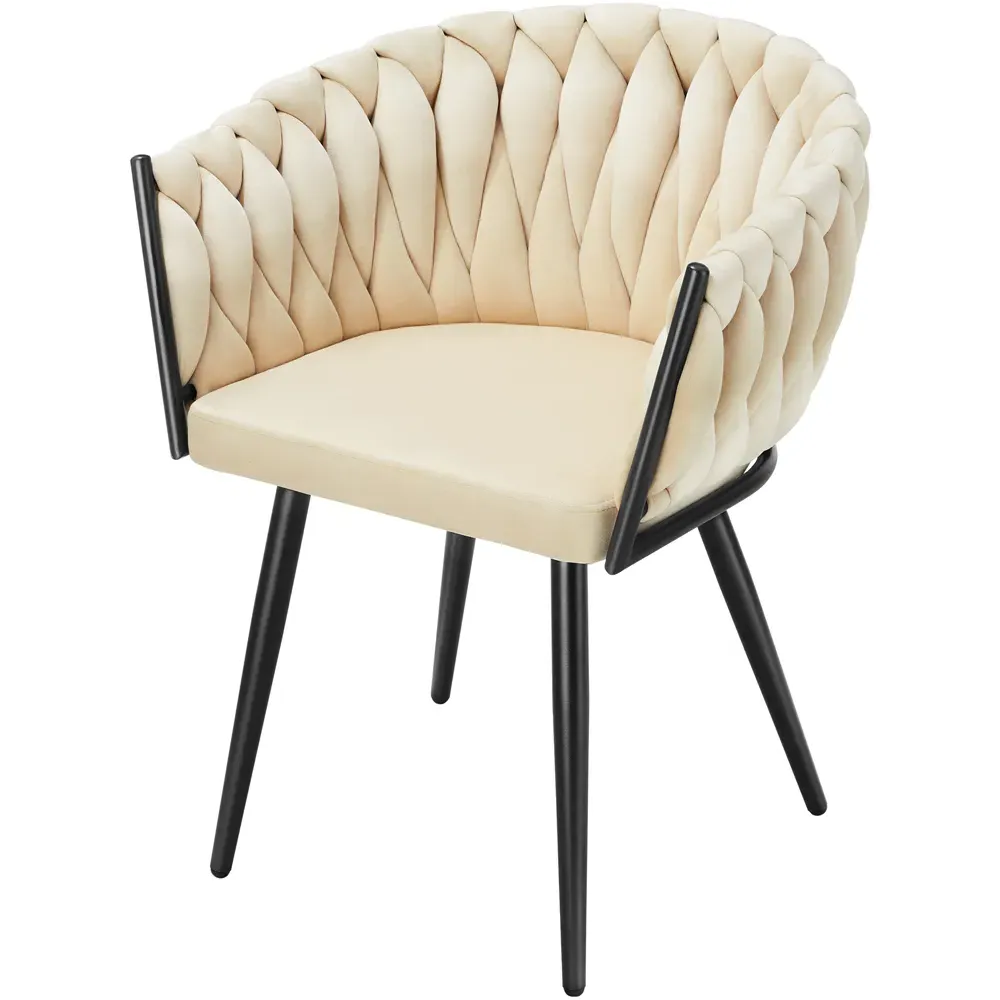 Astano Set of 6 Dining Chairs with Knot Design - Yellow, Velvet