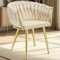 Astano Set of 6 Knot Design Dining Chairs - Sand, Velvet