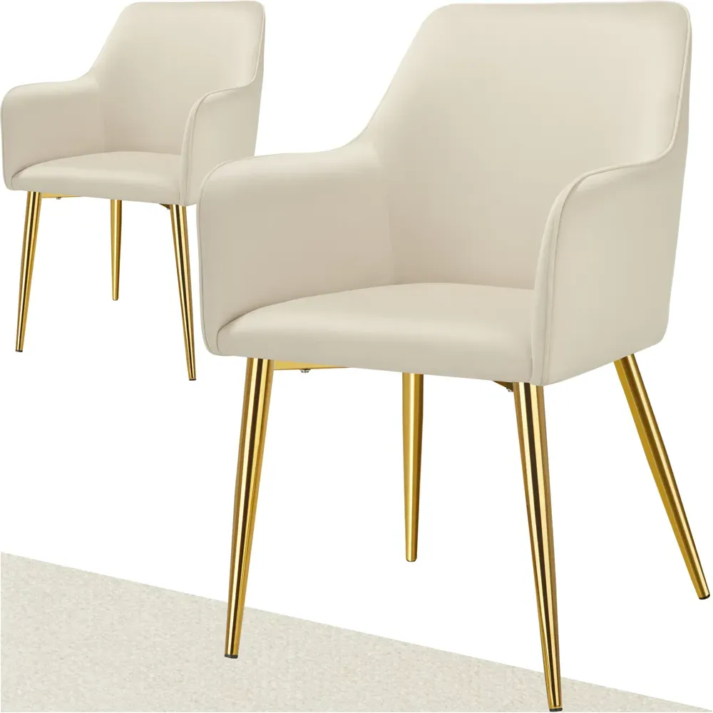 Avane Set of 2 High Backrest Dining Chairs - Cream, Velvet