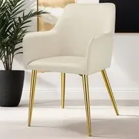 Avane Set of 2 High Backrest Dining Chairs - Cream, Velvet