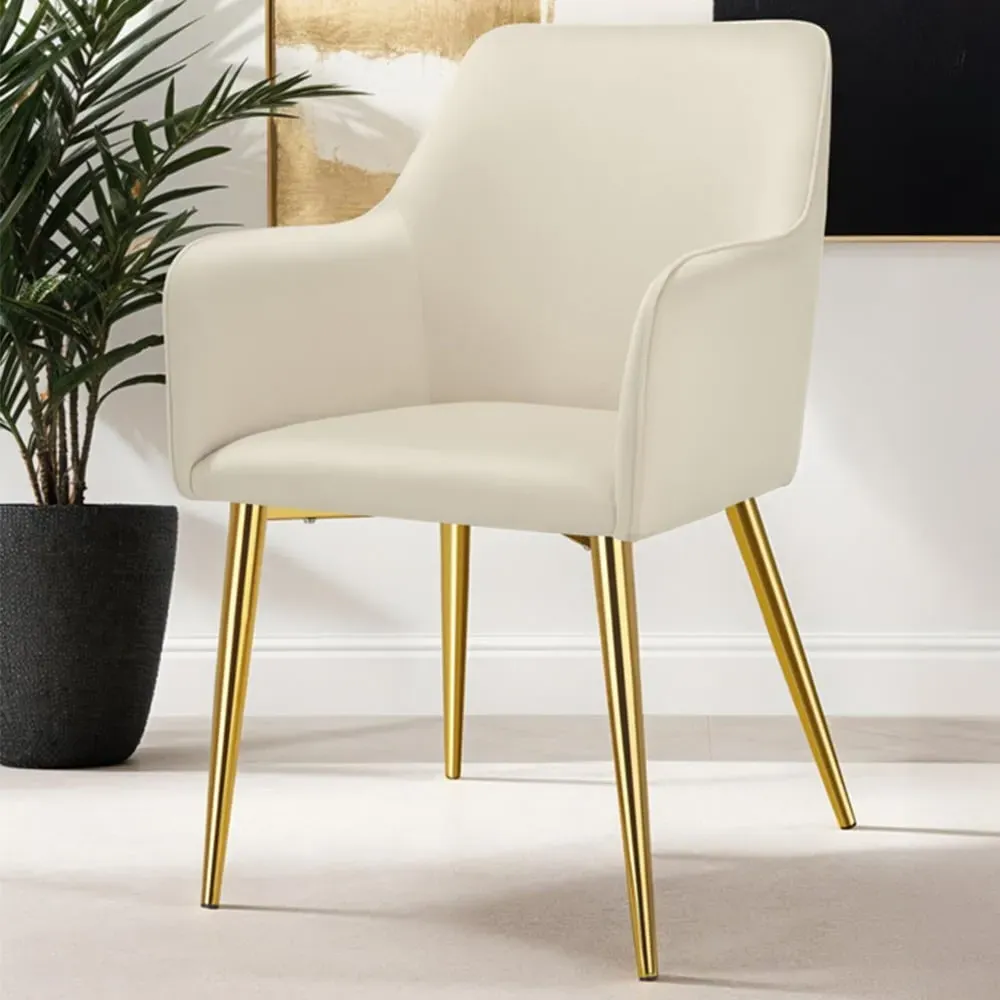 Avane Set of 2 High Backrest Dining Chairs - Cream, Velvet image