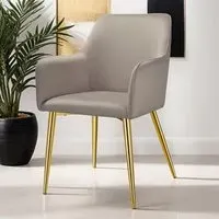 Avane Set of 2 Padded Dining Chairs with Armrests - Taupe, Velvet