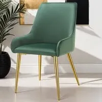 Avane Set of 4 Dining Chairs with Armrests - Green, Velvet