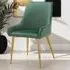 Avane Set of 4 Dining Chairs with Armrests - Green, Velvet
