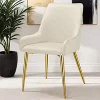 Avane Set of 4 High Backrest Dining Chairs - Cream, Velvet