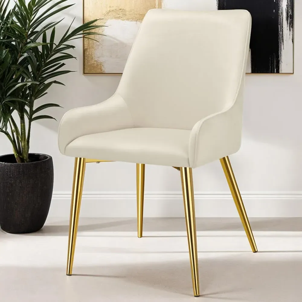 Avane Set of 4 High Backrest Dining Chairs - Cream, Velvet
