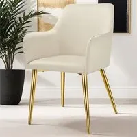 Avane Set of 6 Dining Chairs with Armrests - Cream, Velvet
