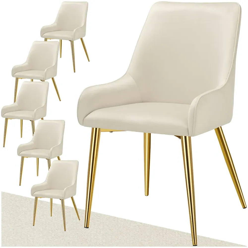 Avane Set of 6 High Backrest Dining Chairs - Cream, Velvet