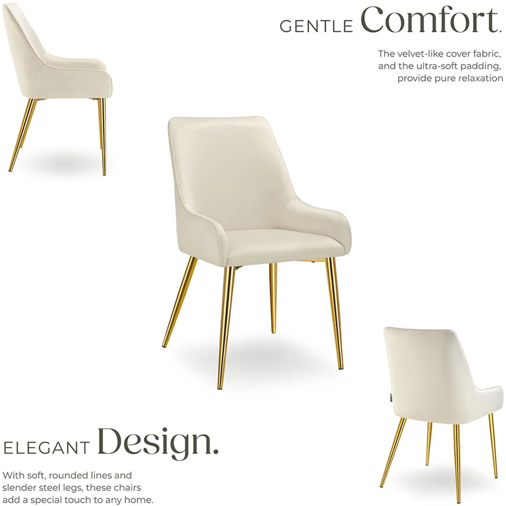 Avane Set of 6 High Backrest Dining Chairs - Cream, Velvet