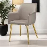 Avane Set of 6 Padded Dining Chairs with Armrests - Taupe, Velvet