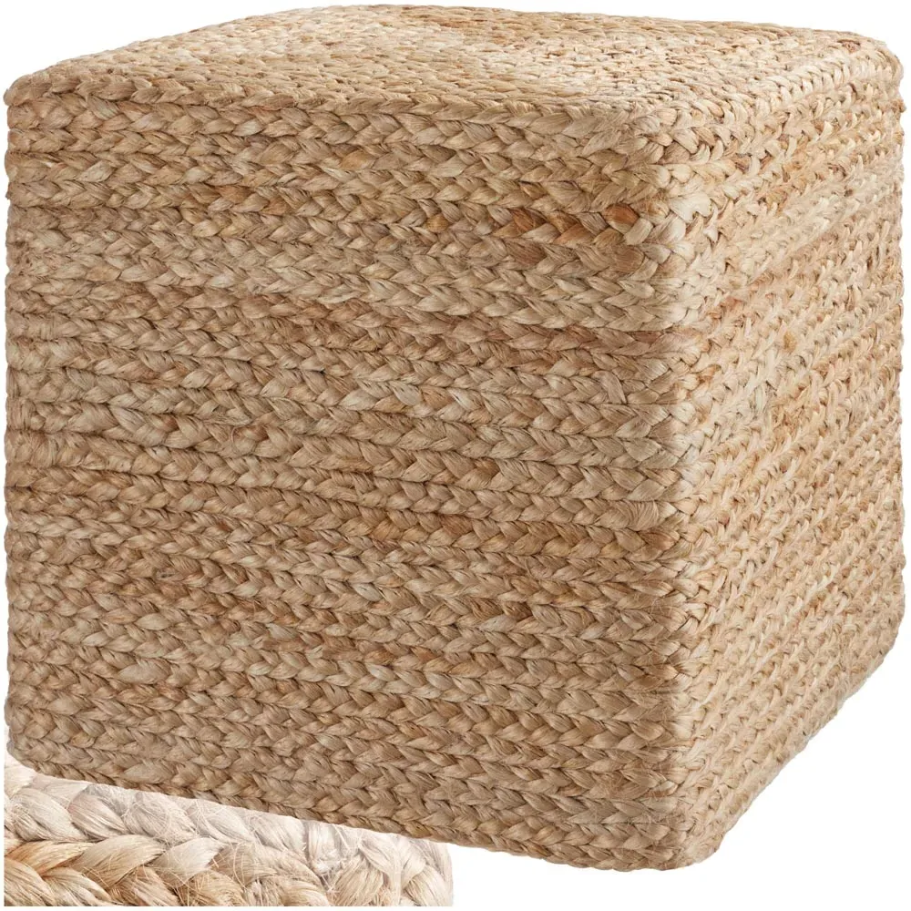 Banno Cube Footstool - Cream, Jute