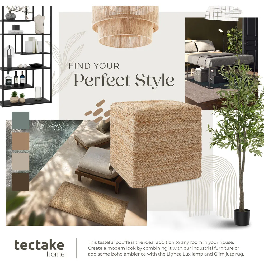 Banno Cube Footstool - Cream, Jute