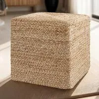 Banno Cube Footstool - Cream, Jute