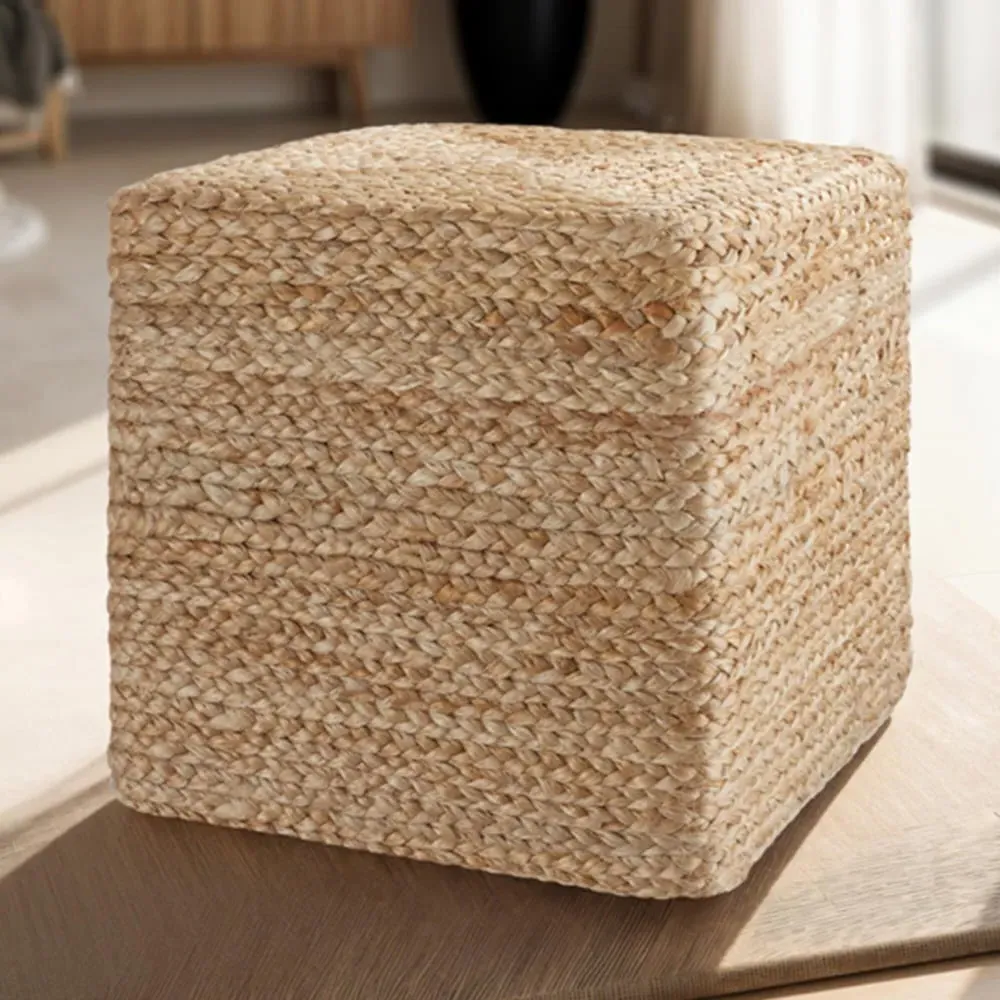 Banno Cube Footstool - Cream, Jute