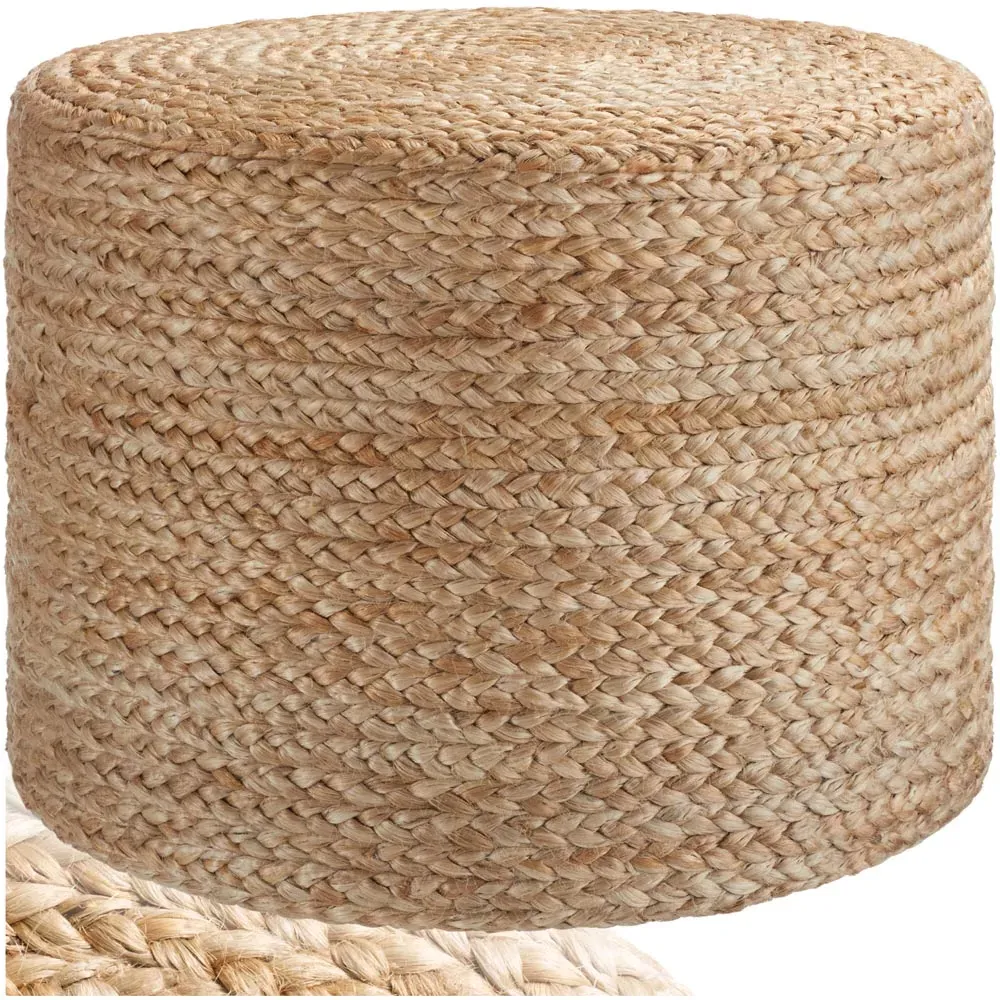 Banno Cylinder Footstool - Cream, Jute