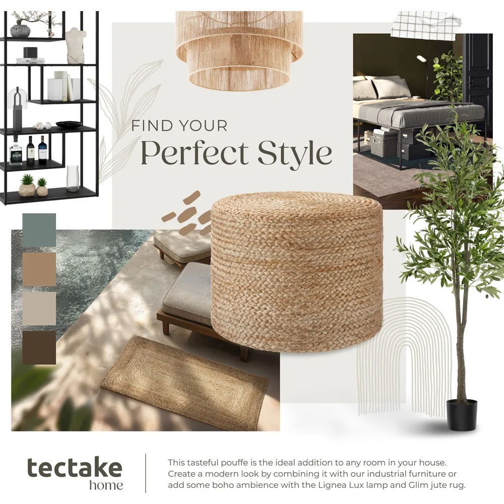 Banno Cylinder Footstool - Cream, Jute