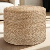 Banno Cylinder Footstool - Cream, Jute